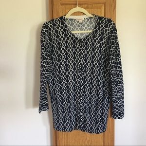 Merona Navy and White Women’s Cardigan
